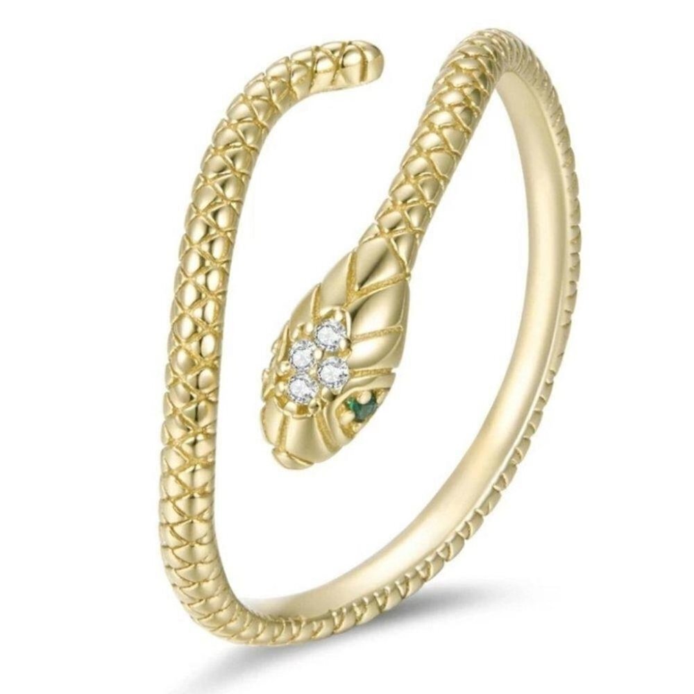 14K Gold Plated Sterling Silver Gold Snake Ring
